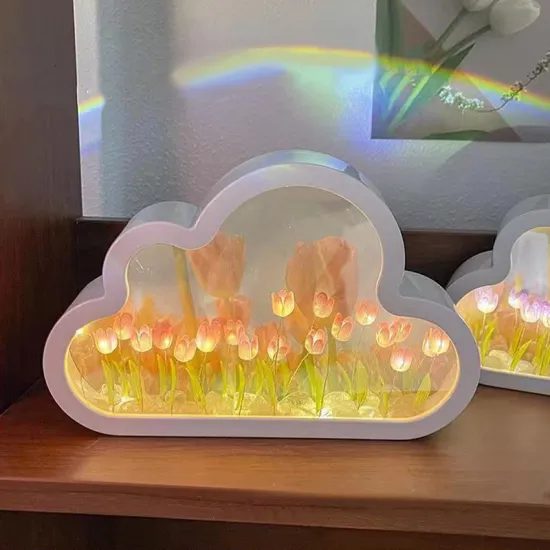 Wholesale LED Tulip Cloud Mirror Creative Night Light - DIY Valentine's Day Gift