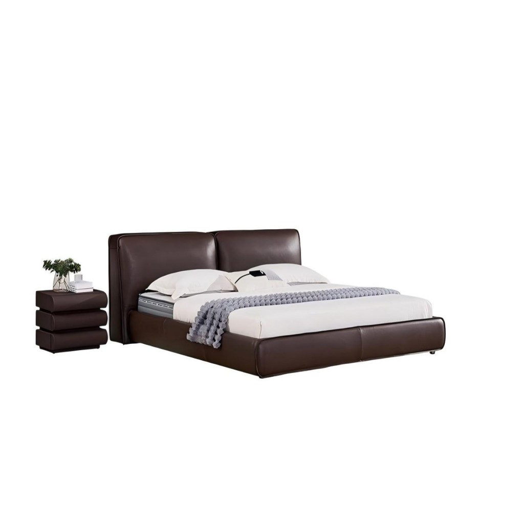 Modern Luxury Leather Bed - Front View