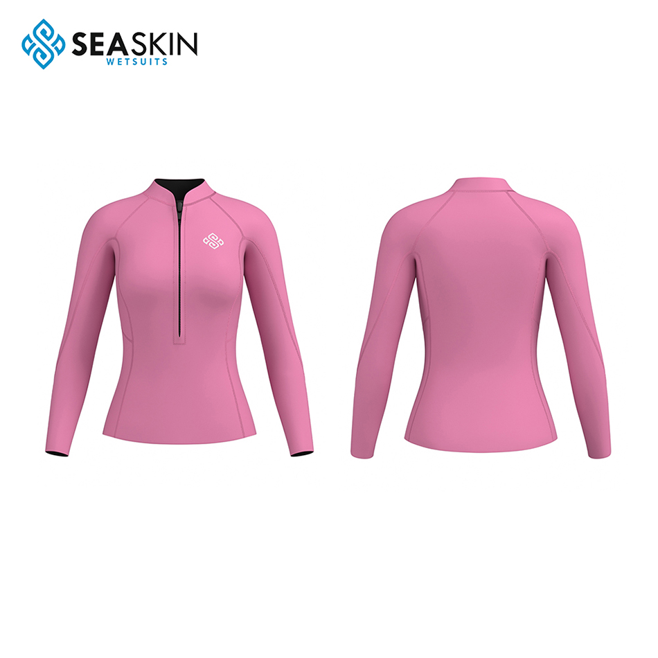 Chaqueta de traje de neopreno de buceo rosa de chicas de manga larga