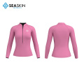 Chaqueta de traje de neopreno de buceo rosa de chicas de manga larga