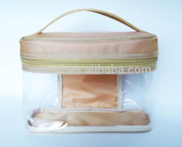 2015 Fashion Beautiful Transparent Clear Pvc Cosmetic Bag With Handle And Zipper Closure