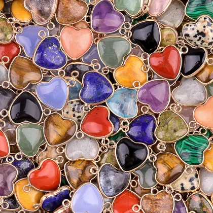 Yellow Jade Love Heart Double Hole Gold Connector for DIY Making Jewelry