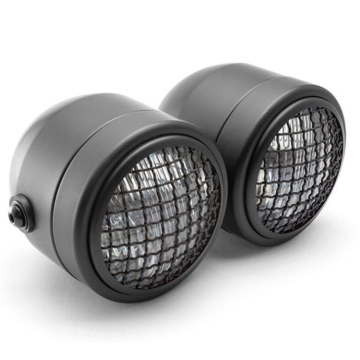 Universal Motorcycle Front Grill with Twin Round Headlamps for Cafe Racer Customization