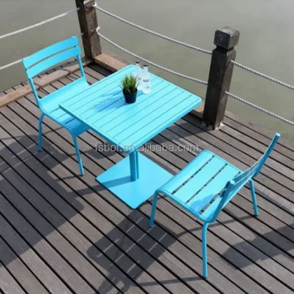 Modern Plastic Wood Outdoor Garden Furniture - Aluminum Polywood Dining Table and Chairs