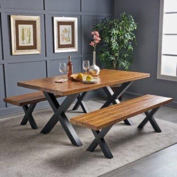 Meubles en bois modernes - banc en bois à bord vivant pour patio et jardin extérieur