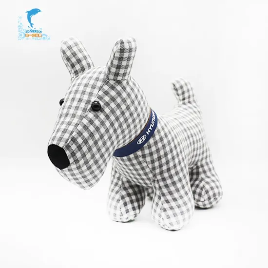 Wholesale customized lifelike black white plaid plush dog toys
