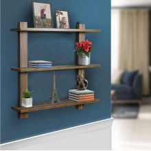 3 Tier Walnut Shelf Rack Decorative Hanging