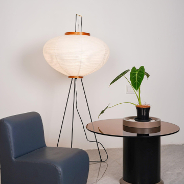 Modern Minimalist Italian Design Metal Tripod Floor Lamp with White Rice Paper Shade