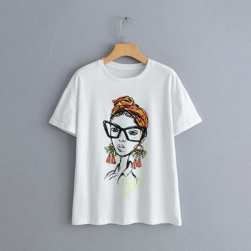 Neues Nordic Beauty Character bedrucktes Kurzarm-T-Shirt