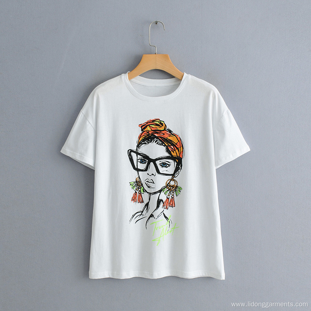 New Nordic Beauty Character Printed Short Sleeve T-shirt