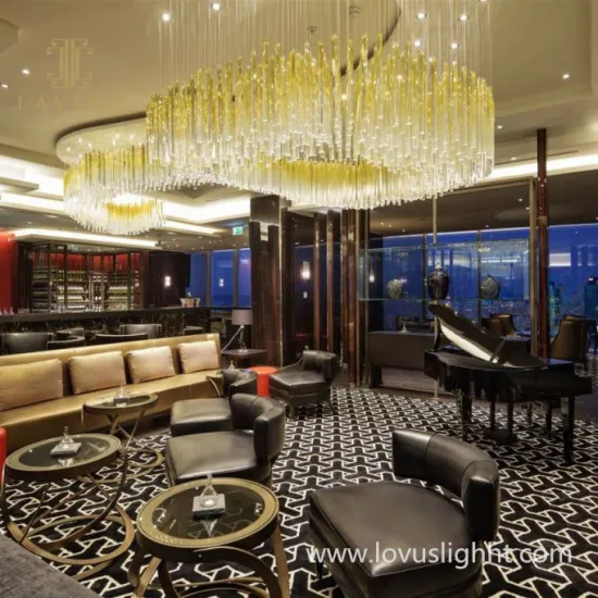 Customized custom lighting for banquet hotel lobby villa mall large-scale project personalized golden glass chandelier