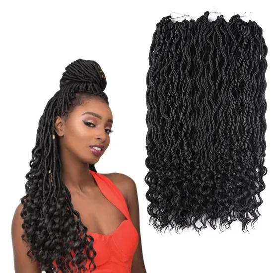 Faux Locs Crochet Hair 20 Inch curly Wavy Gypsy Locs Ombre Crochet braid Hair Extensions  Synthetic Hair Bulk Goddess Locs