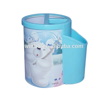 Tinplate round shape pen holder with two compartments