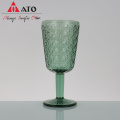 Green household pattern tall glass wine glass set