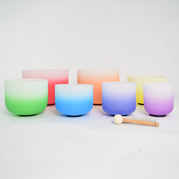 Q're 8-14 inch Colored Chakra Set of 7 Crystal Singing Bowls