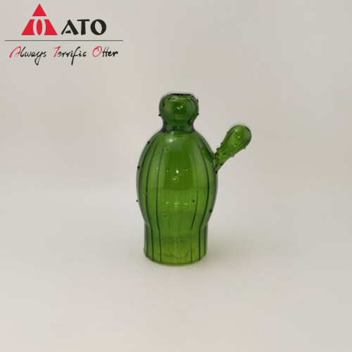 Jarrón de vidrio verde de estilo vintage de borosilicato ATO