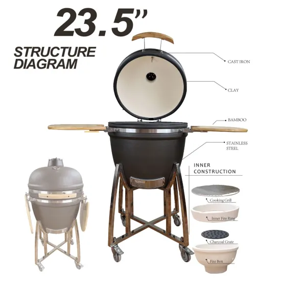 Auplex 23.5 Inch Kamado Ceramic Charcoal Grill for Outdoor Use