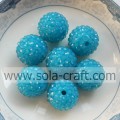 DIY Blue 18*20MM Fluorescent Resin Rhinestone Round Beads Jewelry Finding