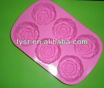 6pcs silicone rose cake molds silicone 6pcs rose baking moulds