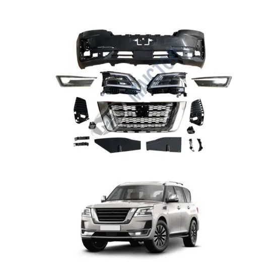 MAICTOP Auto Body Kit Front Bumper Grille Face Kit for Patrol 2020 - Black and Chrome