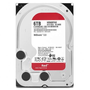 6TB Red NAS Internal Hard Drive: WD60EFAX - 5400 RPM, SATA 6GB/s, 256MB Cache, 3.5\" HDD