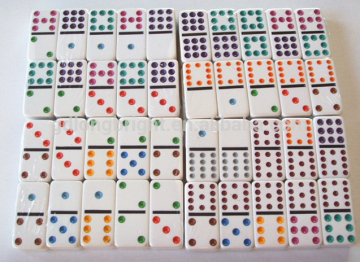 Double Six Dominoes with Colored Dots