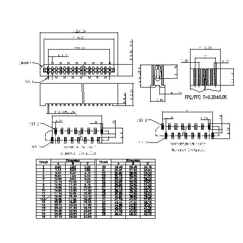 1.25mm FPC NON ZIF,Vertical SMT ,Dual contact FPC1.25-XXSMDXXX0