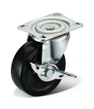 Black light duty rubber universal caster wheels