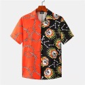 Fashion Skull Patchwork Polyester Spandex Shirt For Men