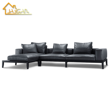 مصنعو أريكة جلدية أصلية محترفة: فندق على شكل حرف L مع Chaise و Sleeper