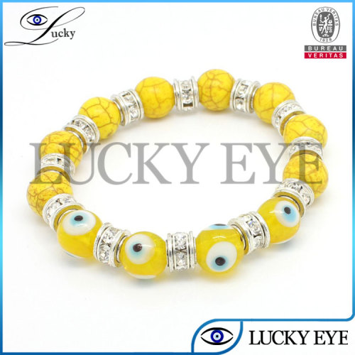 yellow turquoise multicolor evil eye bracelet