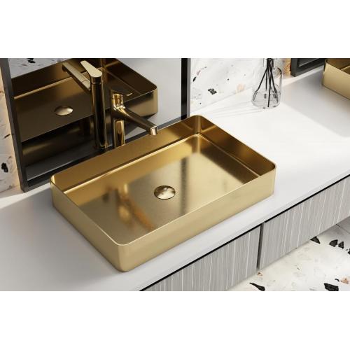 Meiao Gold Stainless Steel Bathroom Countertop Basin