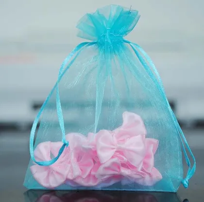 Organza drawstring bag used in gift packaging