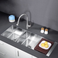 Kitchen Undermount Double Bowl Sink with Drainboard