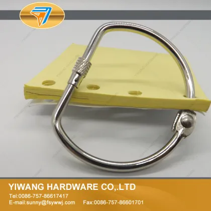 Factory direct sale high quality metal D shape book ring with screw