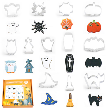 Halloween Cookie Cutters - 12pcs Stainless Steel 3D Cutters for Biscuits and Candy