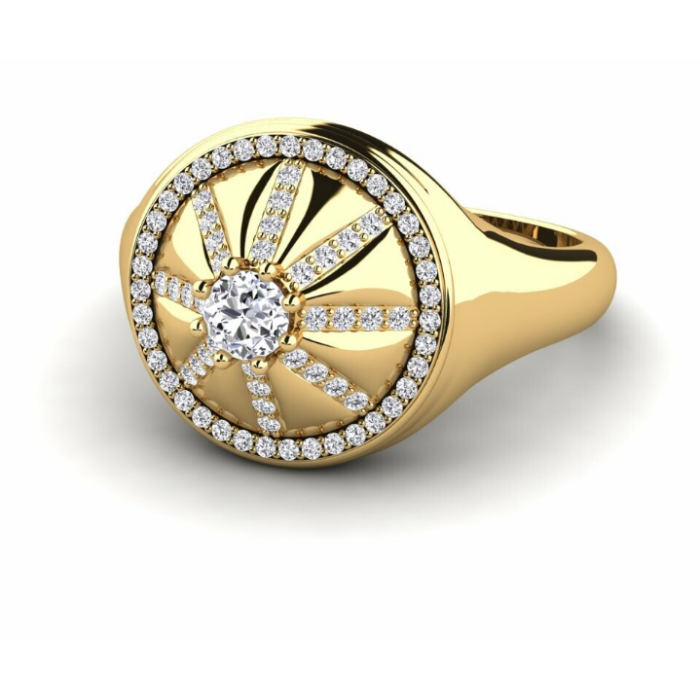 แหวนรัศมีดวงอาทิตย์ผู้ชายประดับเพชร 18K ที่ปลูกในห้องแล็บ