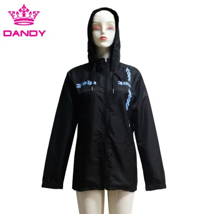 Black windbreaker jackets with hood