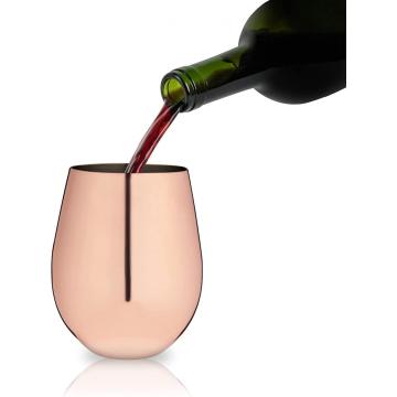Bicchiere di vino senza gambi in acciaio inossidabile da 520 ml