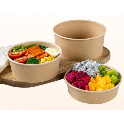 Kraft Paper Salad Bowl with Lid - Buy Custom Printed bowl, kraft food bowl,  Disposable bowl Product on Food Packaging - Shanghai SUNKEA Packaging Co.,  Ltd.