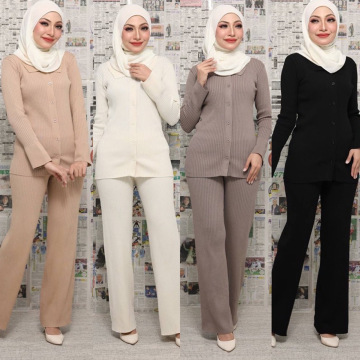 2024 Fashion Dubai: Simple Linen Abaya and Knitted Sweater Sets for Women in the Middle East
