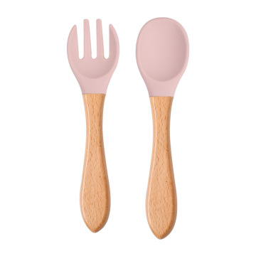 Silicone Baby Spoon and Fork Set - Food Grade Tableware for Baby Feeding