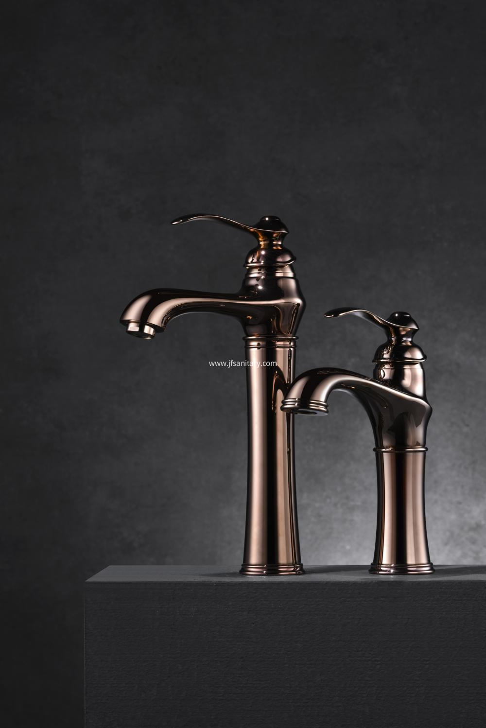 Rose Gold Single Lever Vintage Vessel Sink Faucet Set