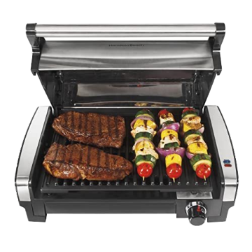 Grill di bruciatura elettrica interno: pulizia facile, piatti antiaderenti, finestra di visualizzazione rimovibile - Perfetto per pizza e barbecue