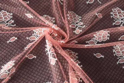 Nylon Polyester Poppy Pattern Lace Fabric