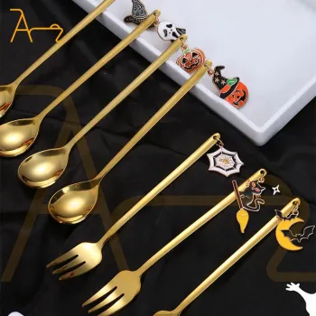 New High-Quality Silverware Sets: Gold Stainless Steel Cutlery with 4pcs Spoons, Forks, and Knives - Perfect for Weddings and Christmas Halloween Gifts