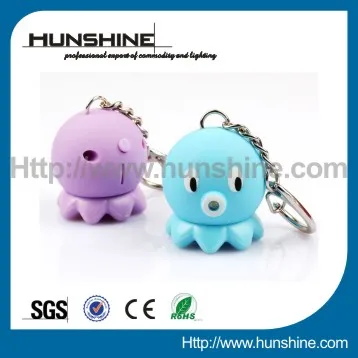 nice squid flashlight promotional keychain led light with sound
