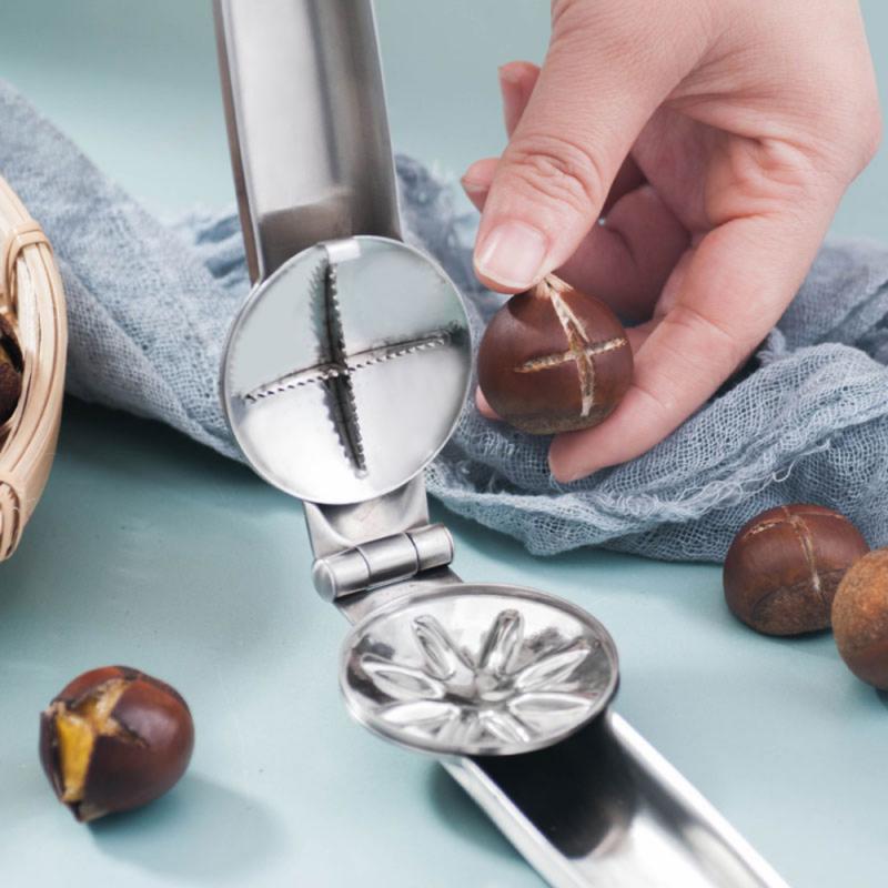 Walnut Nut Cracker Stainless Steel 2 In 1 Chestnut Clip Walnut Pliers Metal NutCracker Sheller Nut Opener Kitchen Tools Cutter