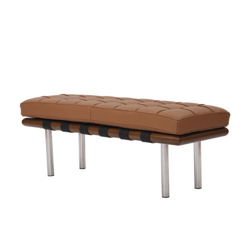 Banc Barcelona classique en cuir marron