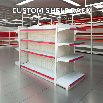 Custom Heavy Duty Metal and Wood Double-Sided Display Racks for Supermarkets and Pharmacies